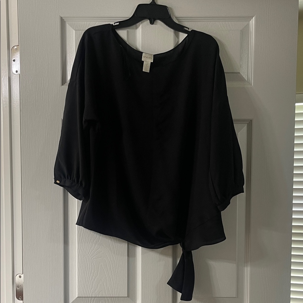 Chico's Black Blouse with Tie Detail